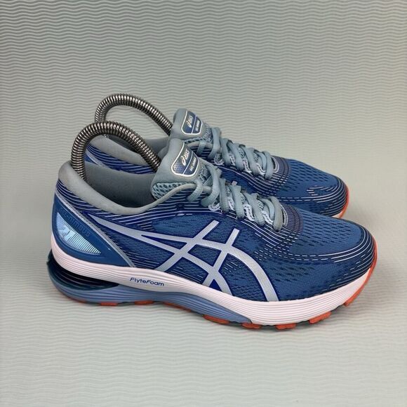 Asics Gel-Nimbus 21 Running Shoes Women’s Size 6.5 WIDE 1012A155 Blue Orange - Picture 1 of 9
